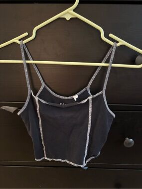 Black Contrast-Stitch Cropped Cami